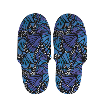 Blue Monarch Butterfly Wings Print Slippers