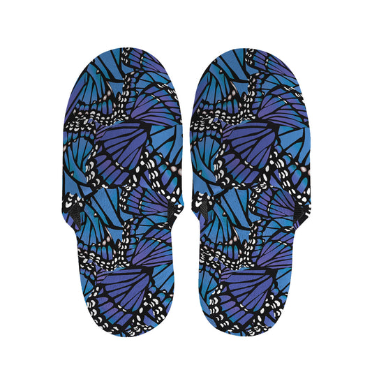 Blue Monarch Butterfly Wings Print Slippers