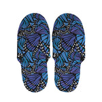 Blue Monarch Butterfly Wings Print Slippers
