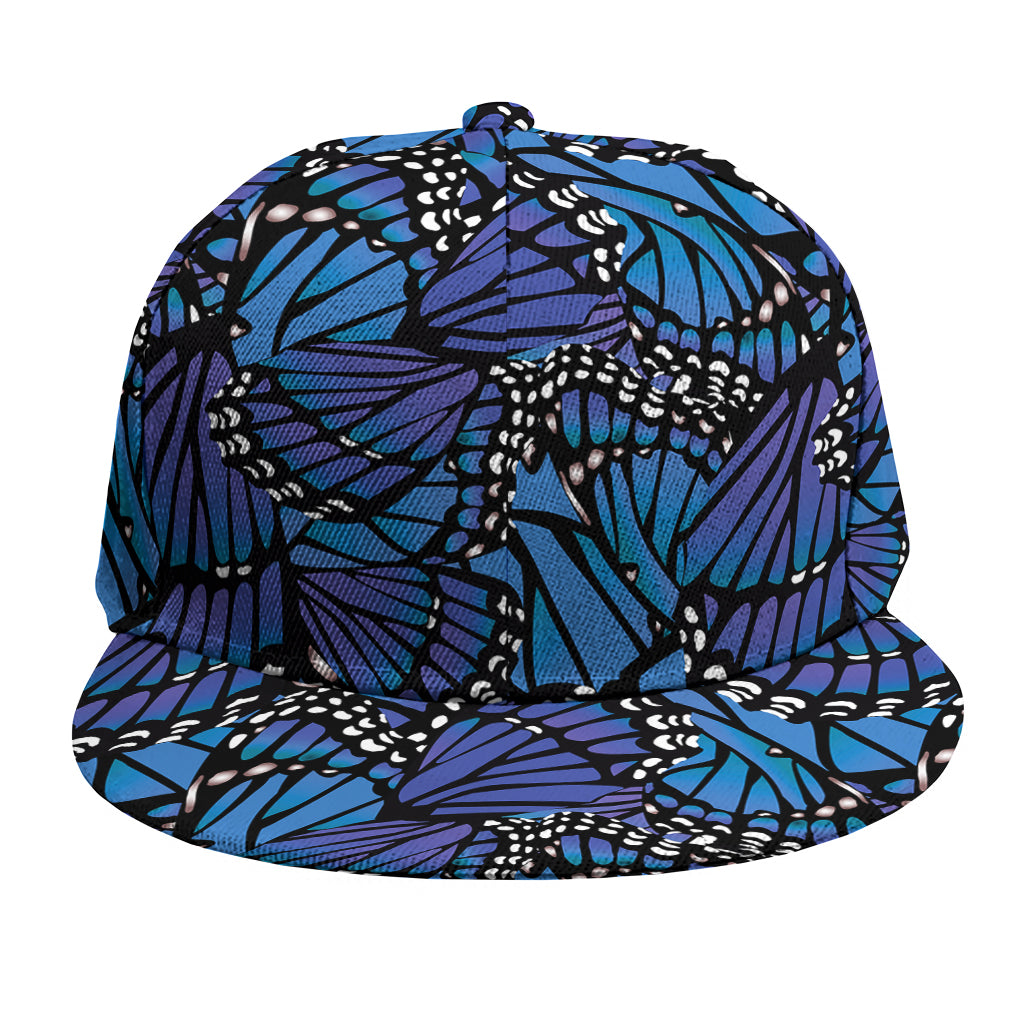 Blue Monarch Butterfly Wings Print Snapback Cap