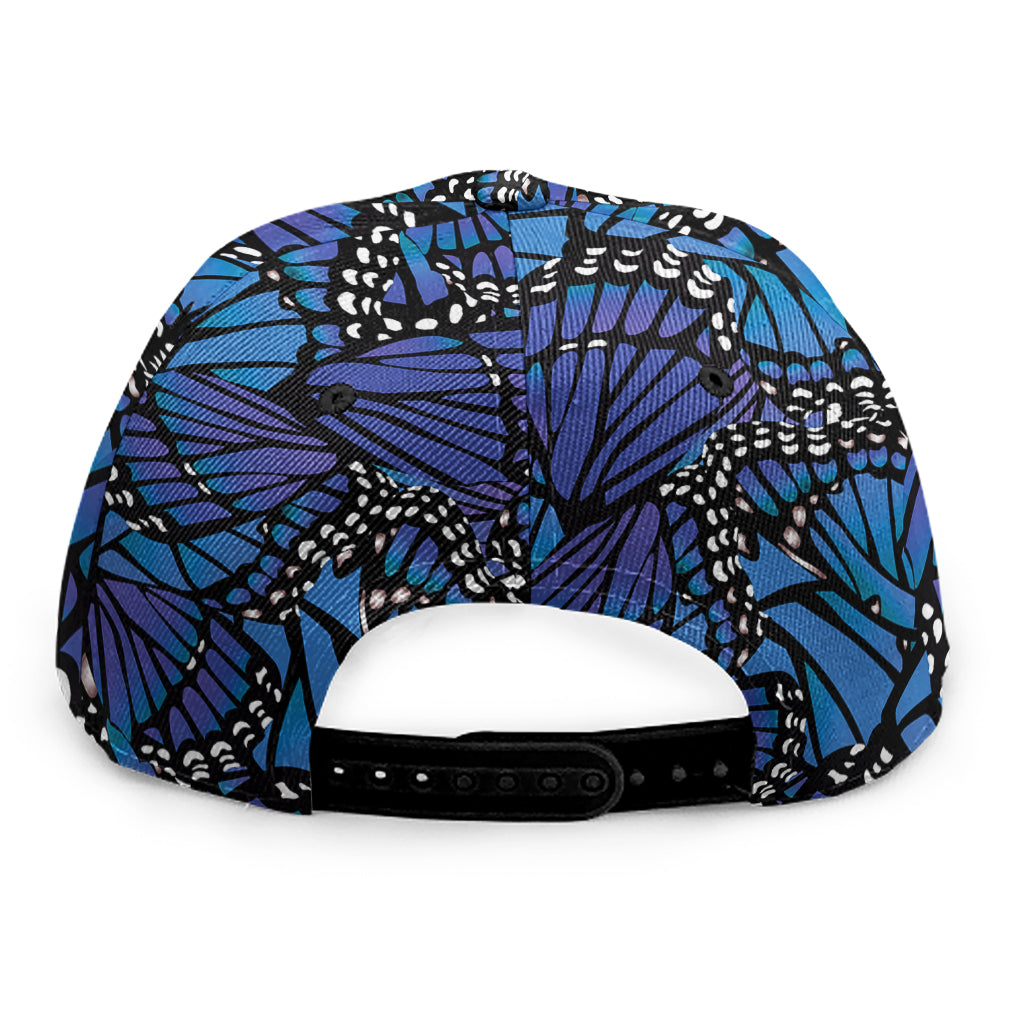 Blue Monarch Butterfly Wings Print Snapback Cap