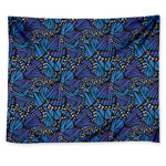 Blue Monarch Butterfly Wings Print Tapestry