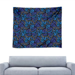 Blue Monarch Butterfly Wings Print Tapestry