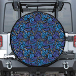 Blue Monarch Butterfly Wings Print Tire Cover