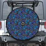 Blue Monarch Butterfly Wings Print Tire Cover With Camera Hole