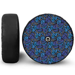 Blue Monarch Butterfly Wings Print Tire Cover With Camera Hole