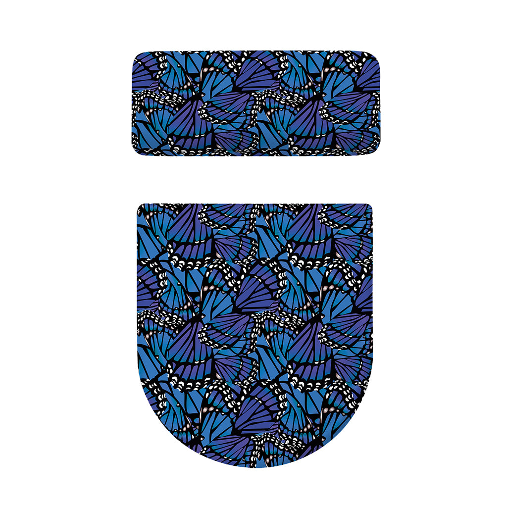 Blue Monarch Butterfly Wings Print Toilet Lid And Tank Cover Set
