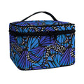 Blue Monarch Butterfly Wings Print Travel Makeup Bag