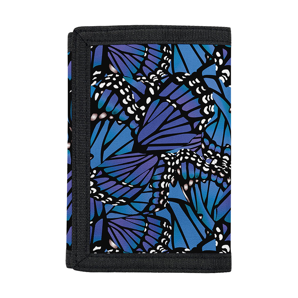 Blue Monarch Butterfly Wings Print Trifold Wallet