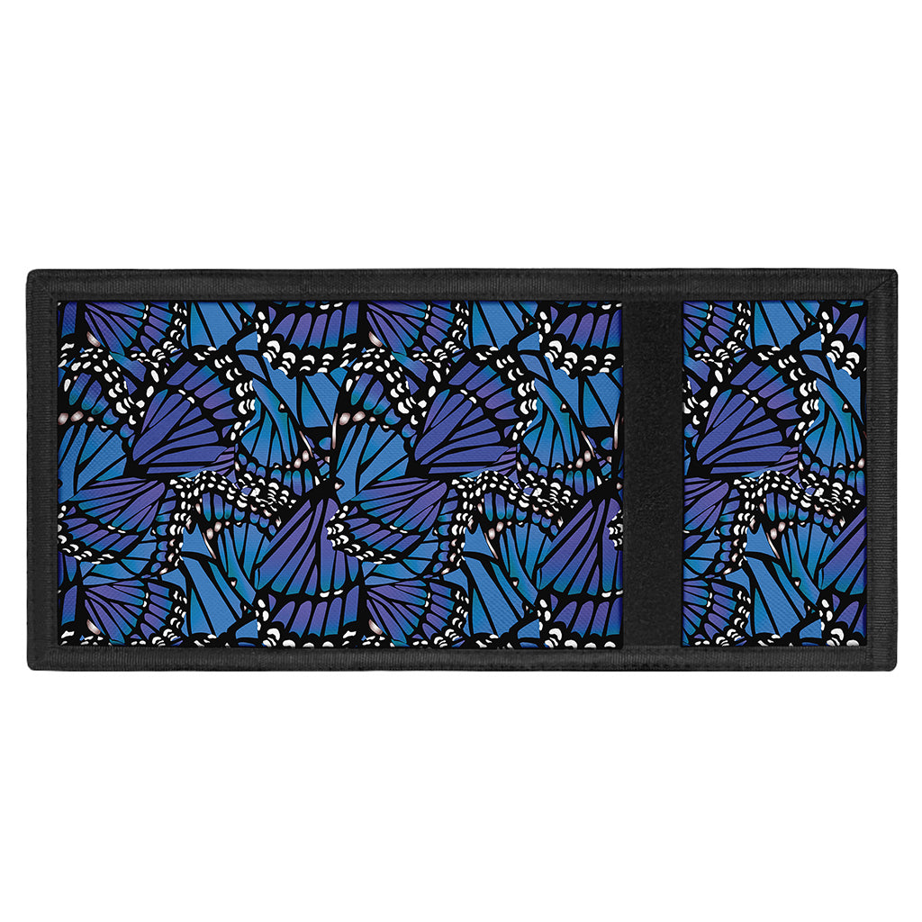 Blue Monarch Butterfly Wings Print Trifold Wallet