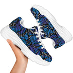 Blue Monarch Butterfly Wings Print White Chunky Shoes