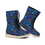 Blue Monarch Butterfly Wings Print Winter Boots