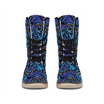 Blue Monarch Butterfly Wings Print Winter Boots