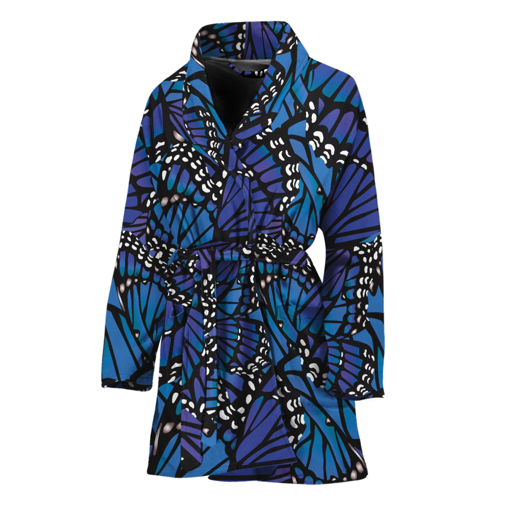 Blue Monarch Butterfly Wings Print Women's Bathrobe