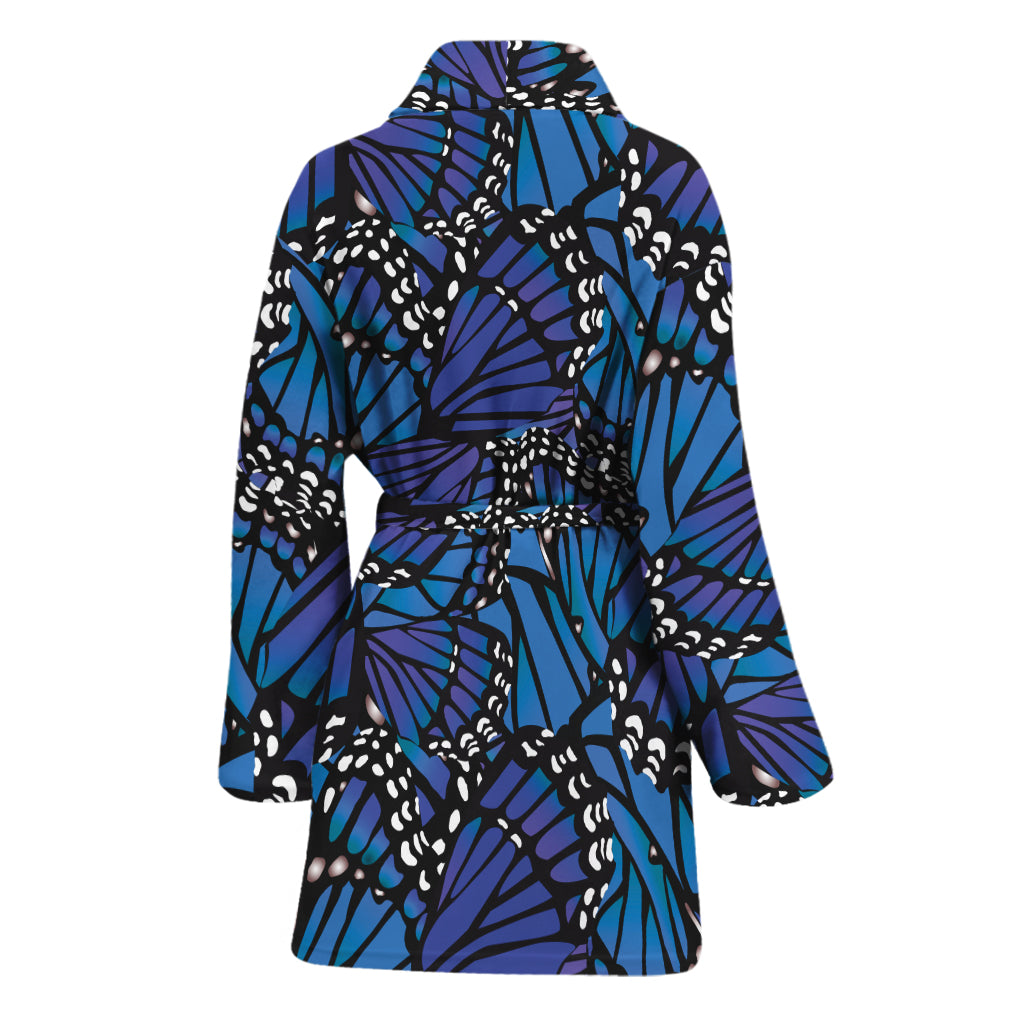 Blue Monarch Butterfly Wings Print Women's Bathrobe