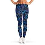 Blue Monarch Butterfly Wings Print Women's Leggings