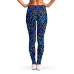 Blue Monarch Butterfly Wings Print Women's Leggings