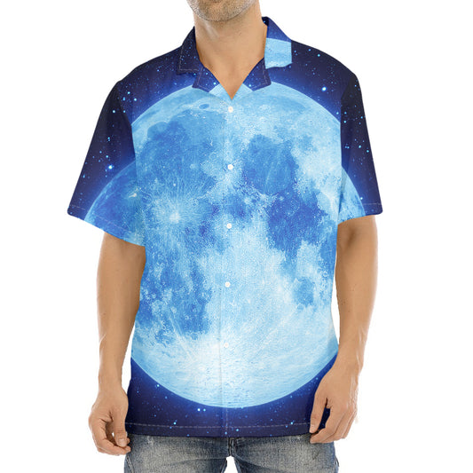 Blue Moon Print Aloha Shirt