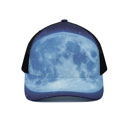 Blue Moon Print Black Mesh Trucker Cap