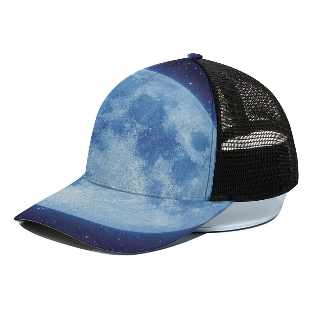 Blue Moon Print Black Mesh Trucker Cap