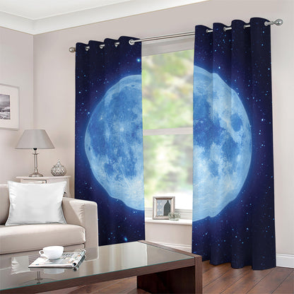 Blue Moon Print Blackout Grommet Curtains