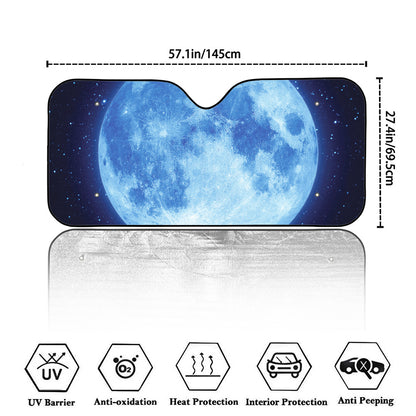 Blue Moon Print Car Windshield Sun Shade