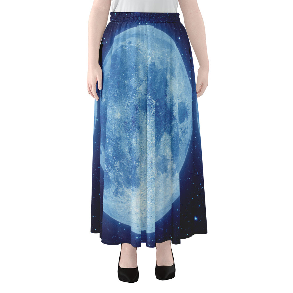 Blue Moon Print Chiffon Maxi Skirt