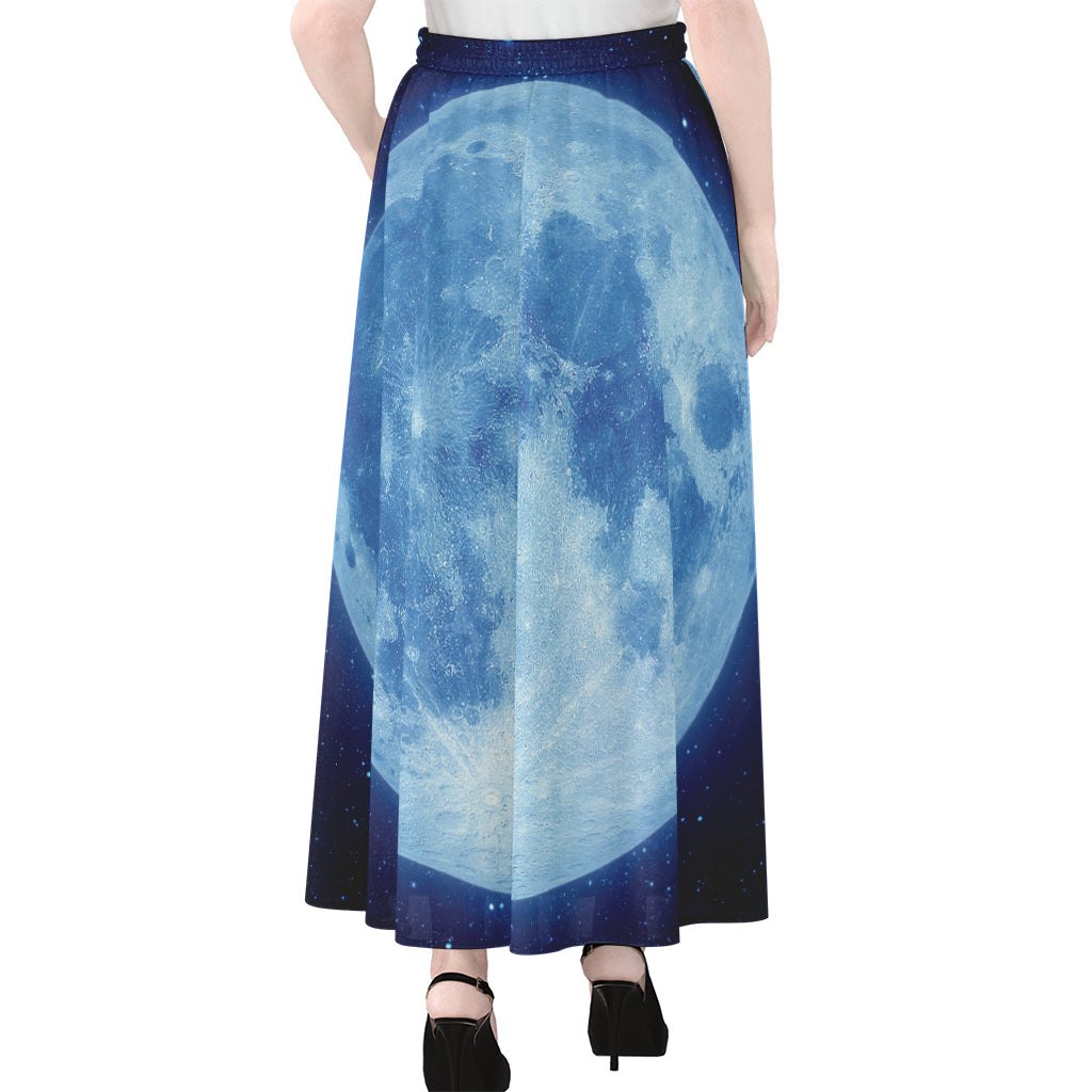 Blue Moon Print Chiffon Maxi Skirt