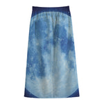 Blue Moon Print Cotton Front Slit Maxi Skirt