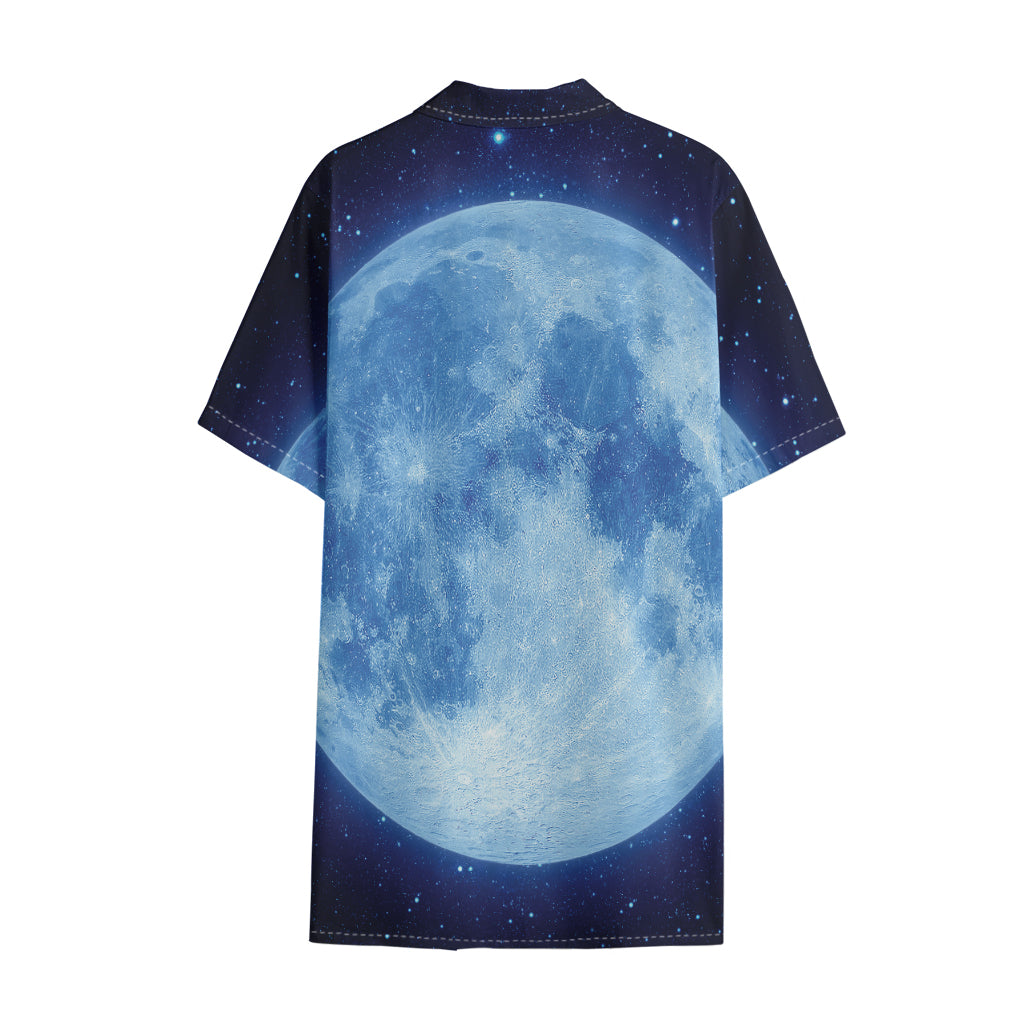 Blue Moon Print Cotton Hawaiian Shirt