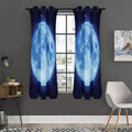 Blue Moon Print Grommet Curtain Panels