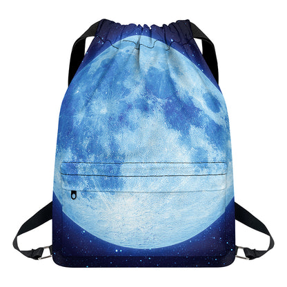 Blue Moon Print Drawstring Backpack