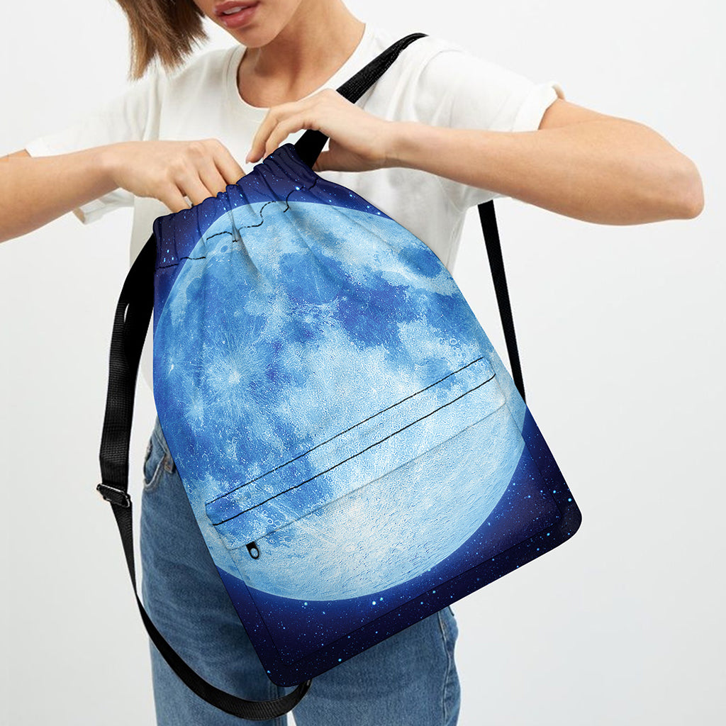 Blue Moon Print Drawstring Backpack