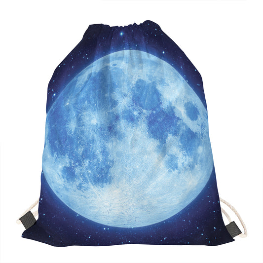 Blue Moon Print Drawstring Bag