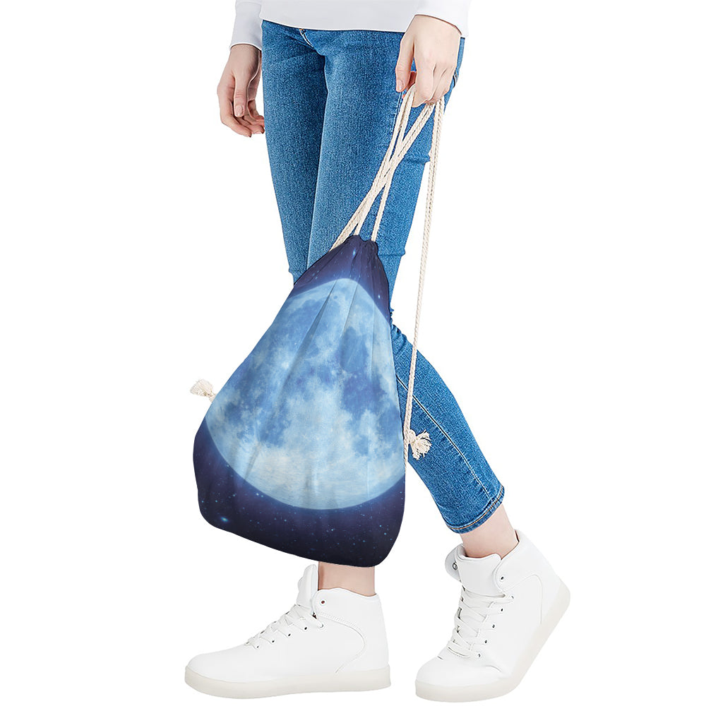 Blue Moon Print Drawstring Bag