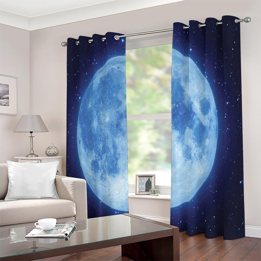 Blue Moon Print Extra Wide Grommet Curtains