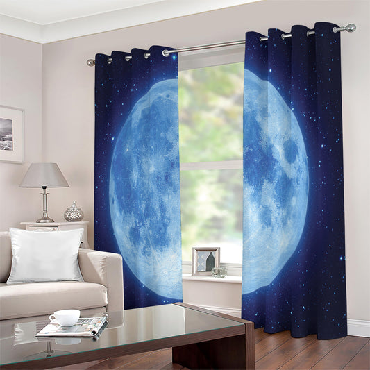 Blue Moon Print Extra Wide Grommet Curtains