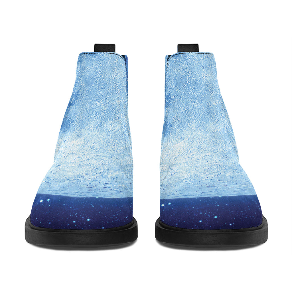Blue Moon Print Flat Ankle Boots