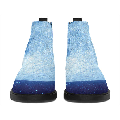 Blue Moon Print Flat Ankle Boots