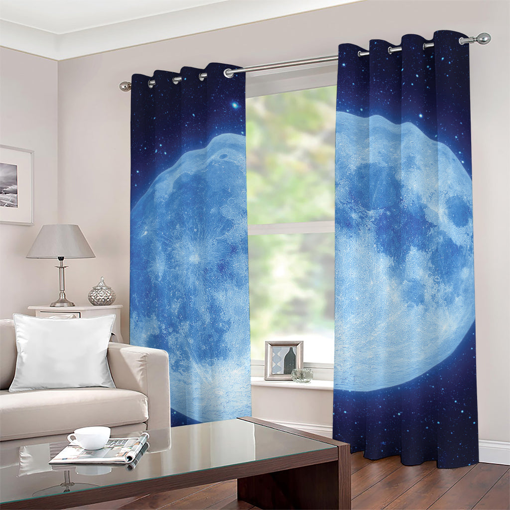 Blue Moon Print Grommet Curtains