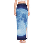 Blue Moon Print High Slit Maxi Skirt