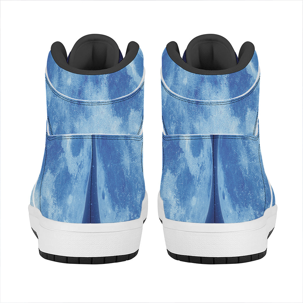 Blue Moon Print High Top Leather Sneakers