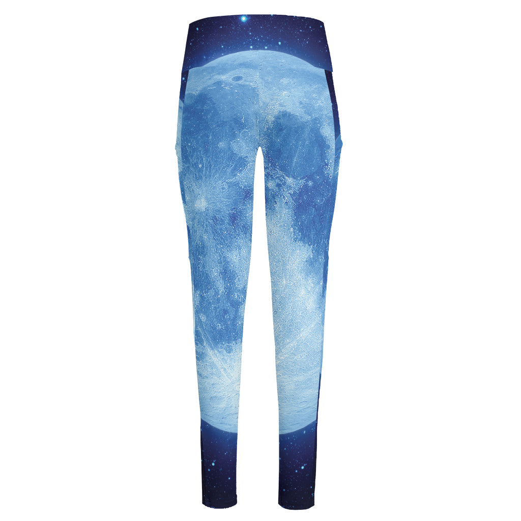 Blue Moon Print High-Waisted Pocket Leggings