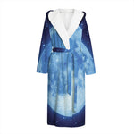 Blue Moon Print Hooded Bathrobe