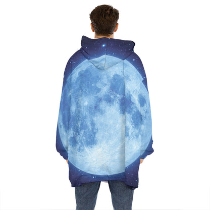 Blue Moon Print Hoodie Blanket