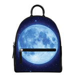 Blue Moon Print Leather Backpack