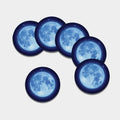 Blue Moon Print Leather Coaster Set