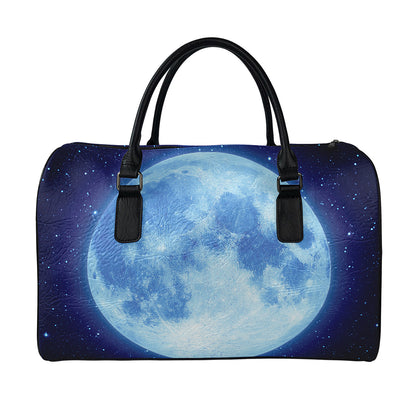 Blue Moon Print Leather Duffle Bag
