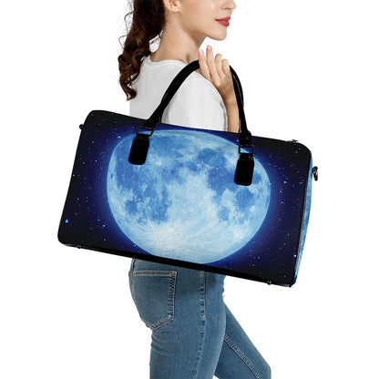 Blue Moon Print Leather Duffle Bag