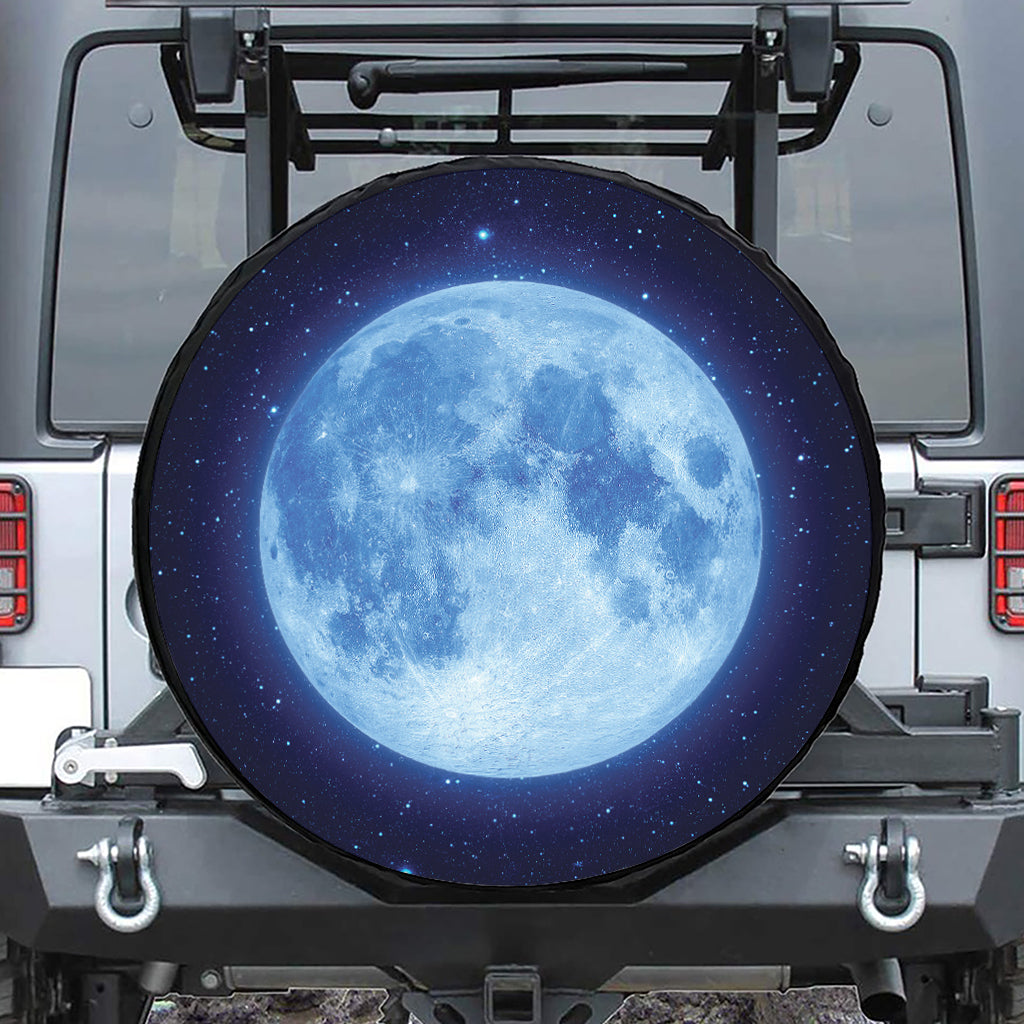 Blue Moon Print Leather Spare Tire Cover